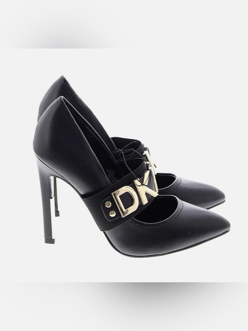 DKNY, branded gold and black heels